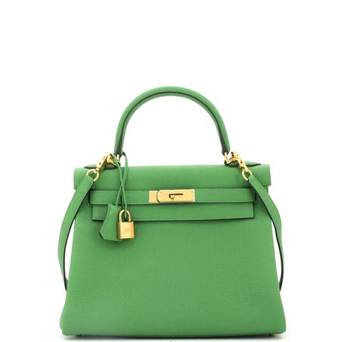 Kelly Handbag Green Togo with Gold Hardware 28
