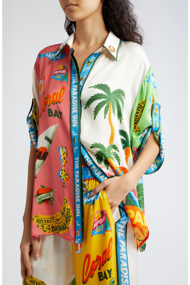 Paradiso Print Silk Shirt, Alternate, color, MULTI