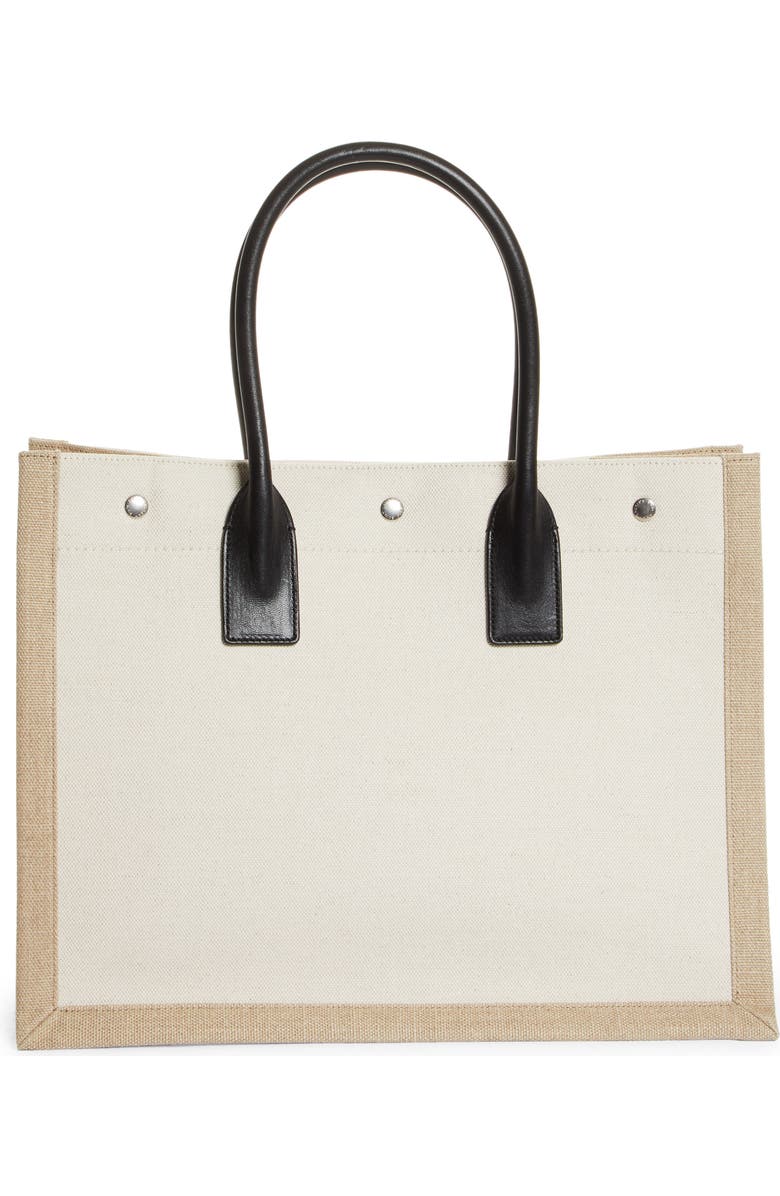 Saint Laurent Rive Gauche Logo Canvas Tote, Alternate, color,