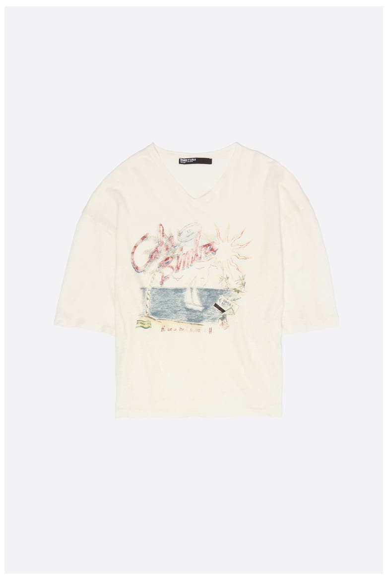 Faded Linen Bimba Cala Logo T-Shirt, Alternate, color, IVORY