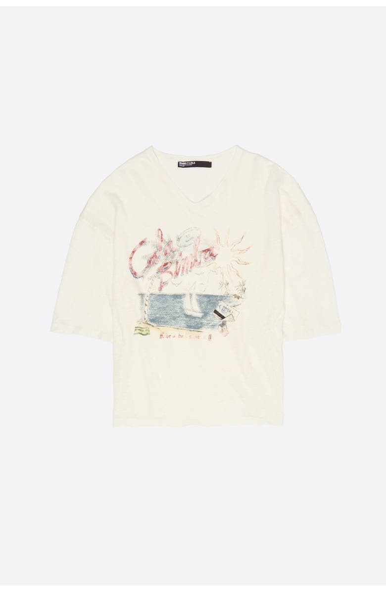 Bimba y Lola Faded Linen Bimba Cala Logo T-Shirt, Alternate, color, Ivory