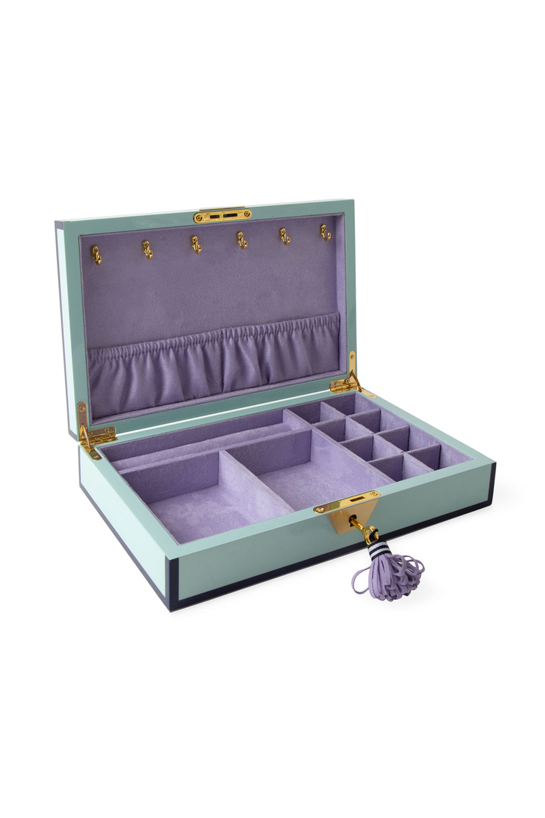 Le Wink Lacquer Jewelry Box, Alternate, color, Light Teal / Black