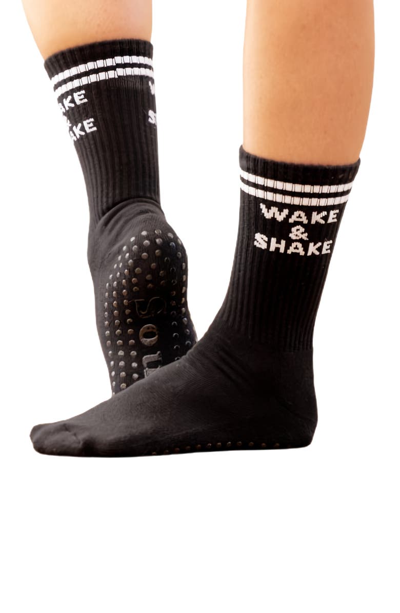 Souls. Wake and Shake Crew Grip Socks, Alternate, color, Black