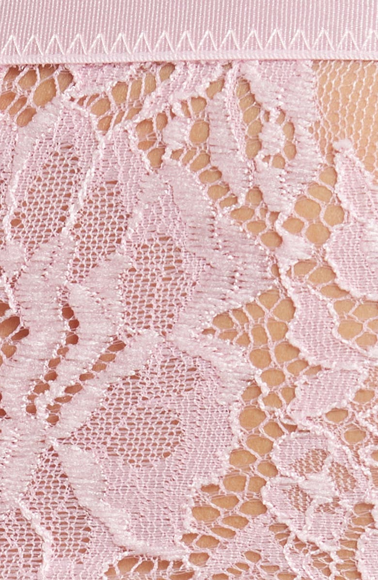 Coquette Lace Longline Underwire Bra, Garter Belt & Thong Set, Alternate, color, Pink