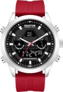 Kenneth Cole Reaction Analog Digital Silicone Strap Chronograph Watch, 47mm