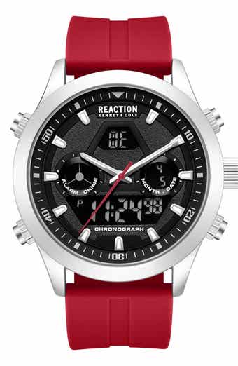 Analog Digital Silicone Strap Chronograph Watch, 47mm