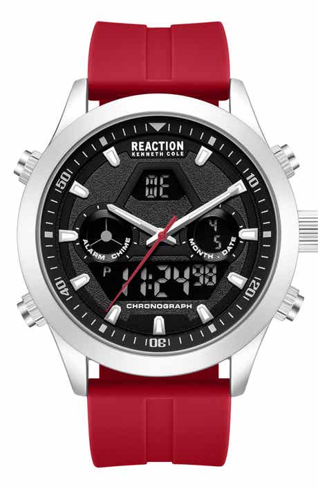 Analog Digital Silicone Strap Chronograph Watch, 47mm