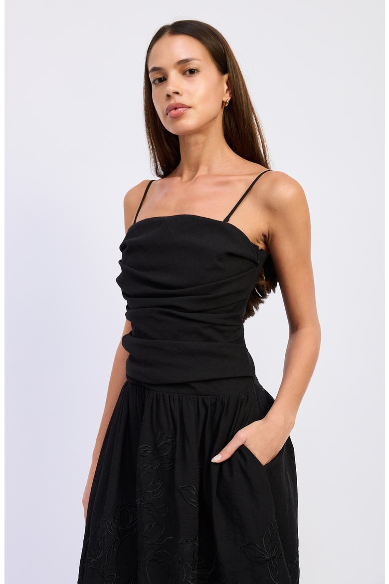 Mabel Embroidered Midi Dress, Alternate, color, BLACK
