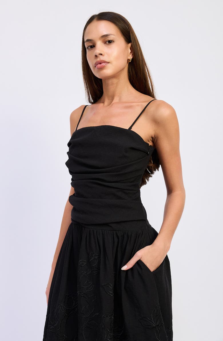 En Saison Mabel Embroidered Midi Dress, Alternate, color, Black