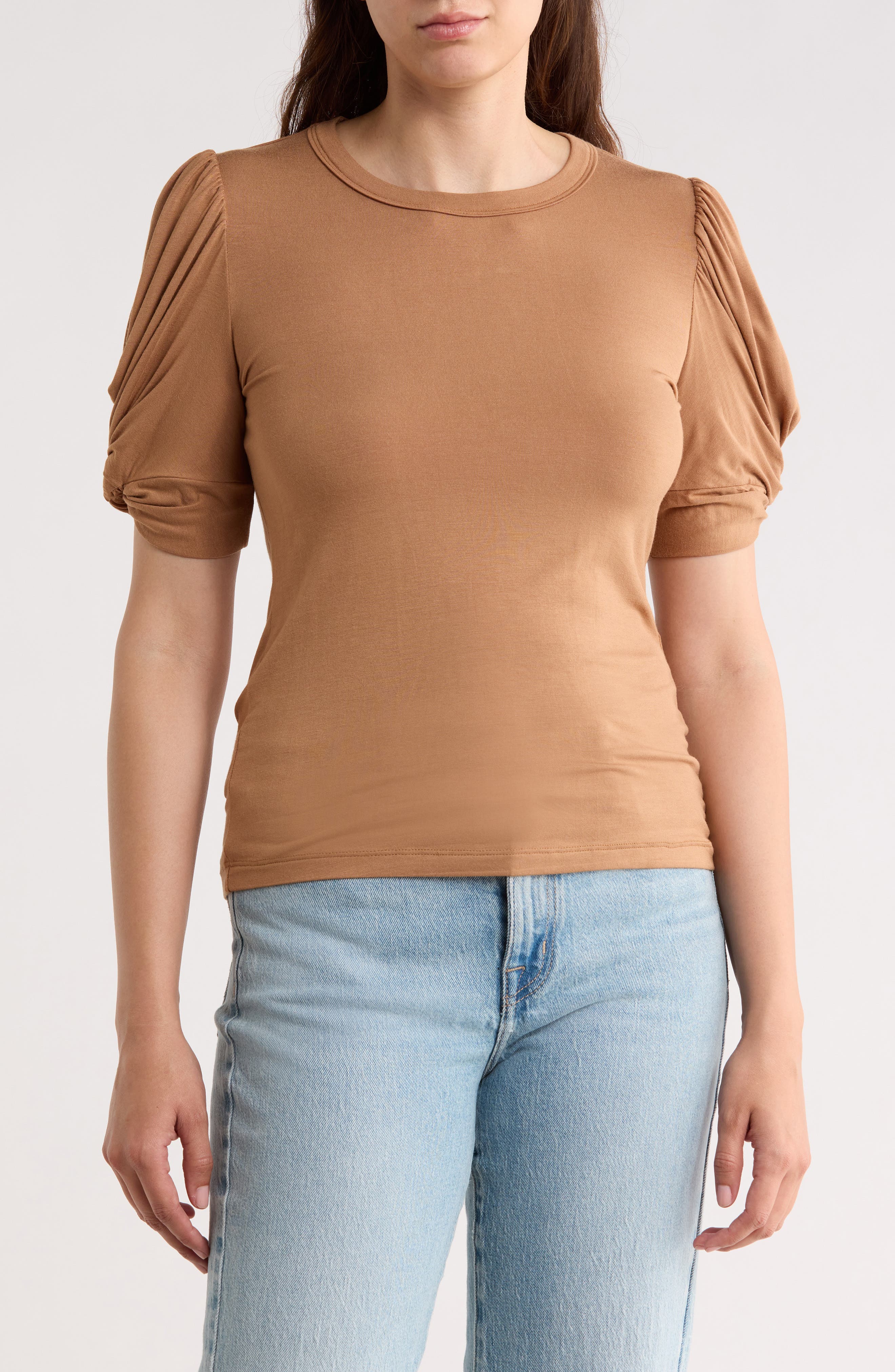 Solid Scrunched Sleeve Top - image 5