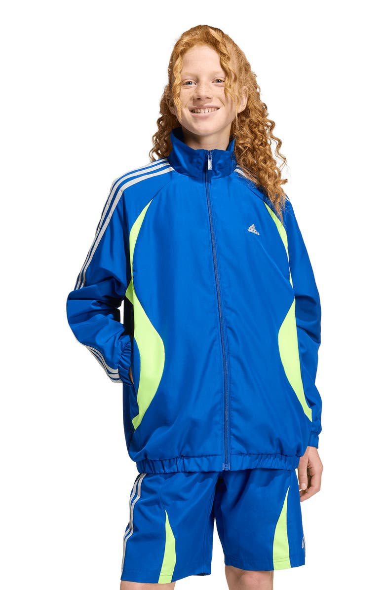 adidas Originals Kids' Teamgeist Loose Fit Track Jacket, Alternate, color, Royal/ Lucid Lemon/ Grey