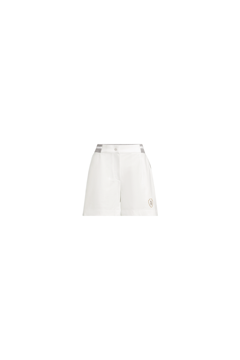 Stretch cotton lightweight French terry active shorts with logo, Alternate, color, White