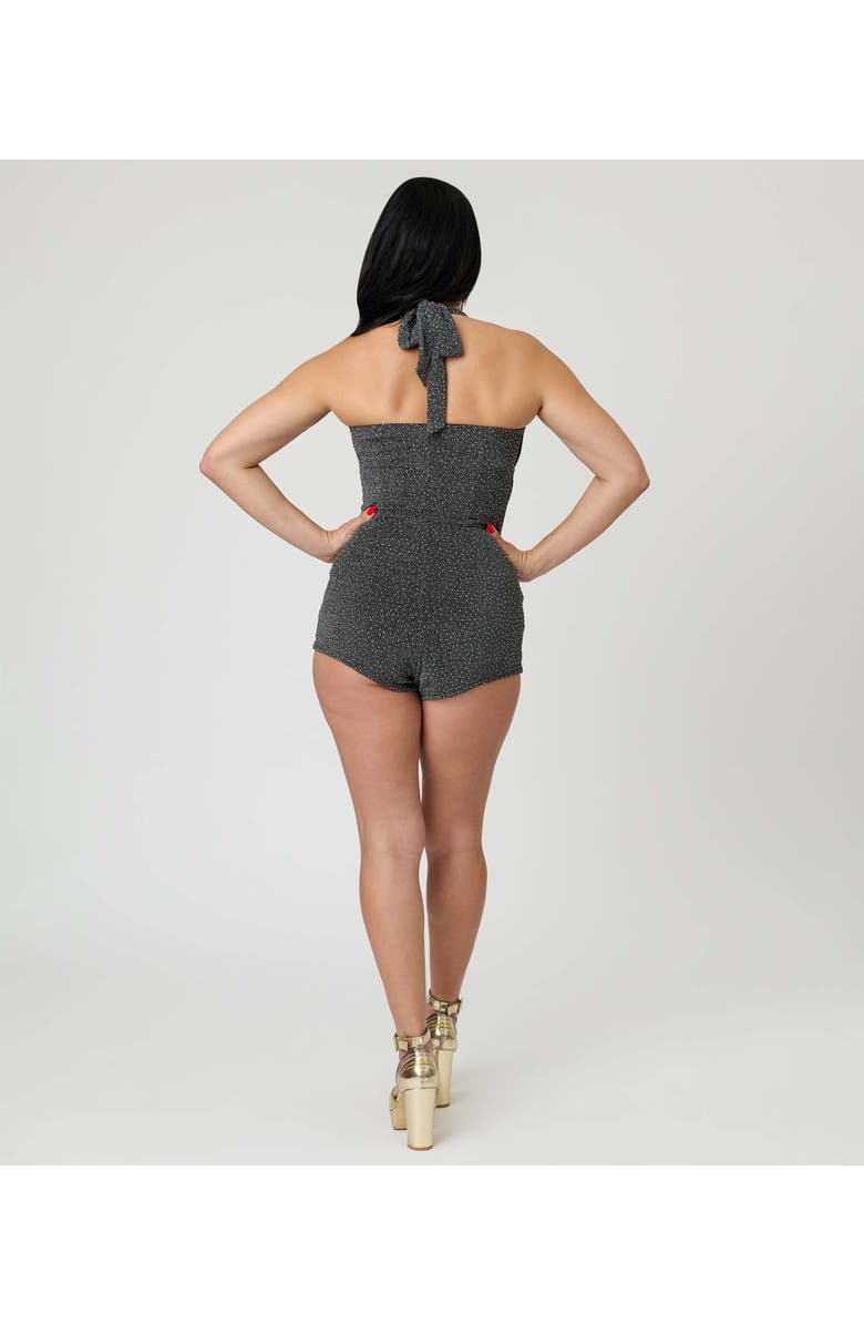 Unique Vintage Romper & Sarong Set, Alternate, color, Black & Silver Metallic