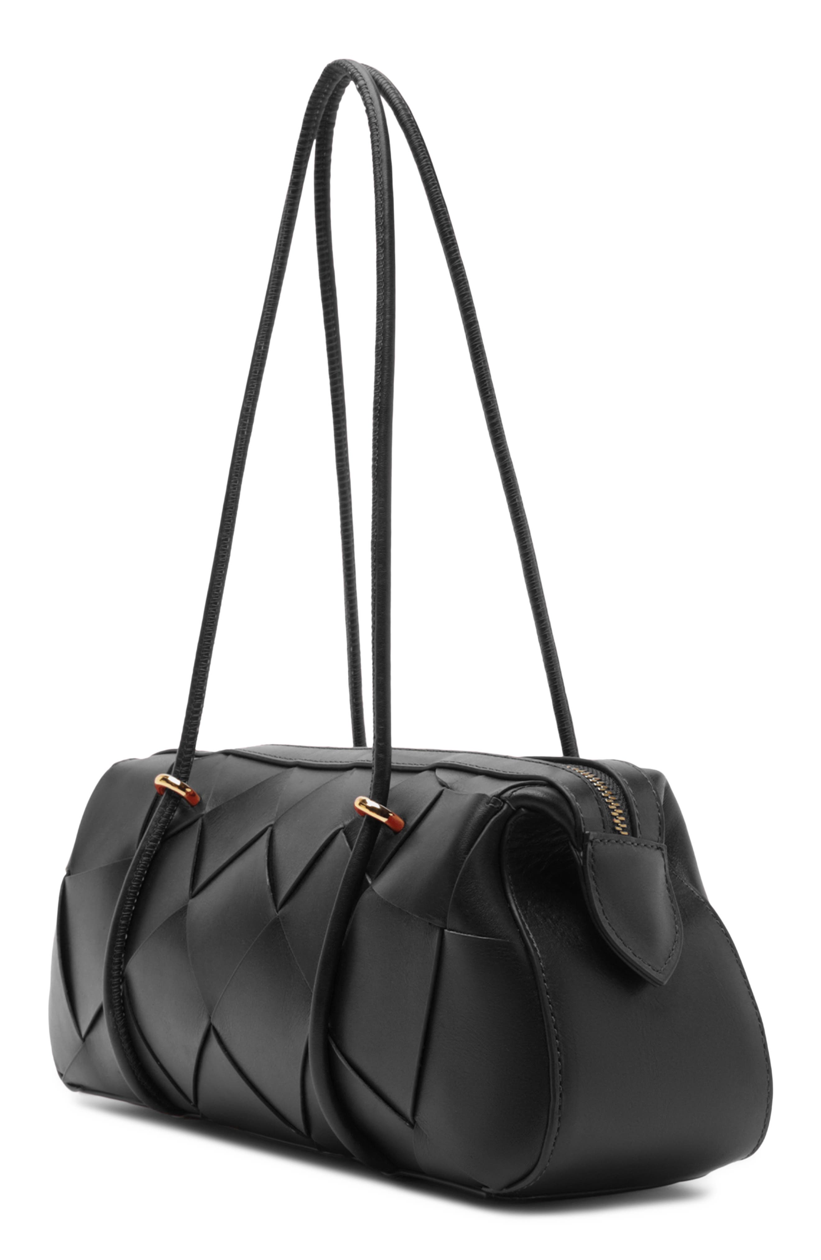 Sarah Medium Leather Shoulder Bag, Alternate, color, BLACK