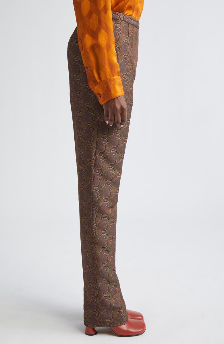 Dries Van Noten Pandoris Abstract Swirl Jacquard Straight Leg Pants, Alternate, color, Bottle