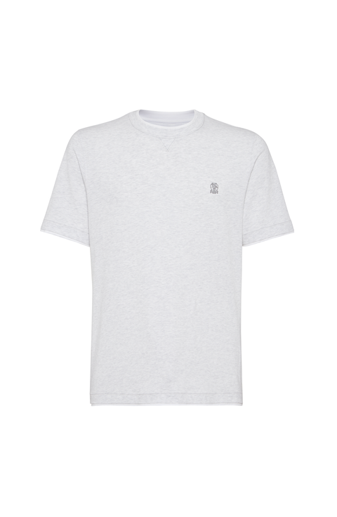 Tシャツ・カットソー Brunello Cucinelli White Crew-Neck T-Shirt With Pendant T-shirt with print for Man in White | Brunello Cucinelli