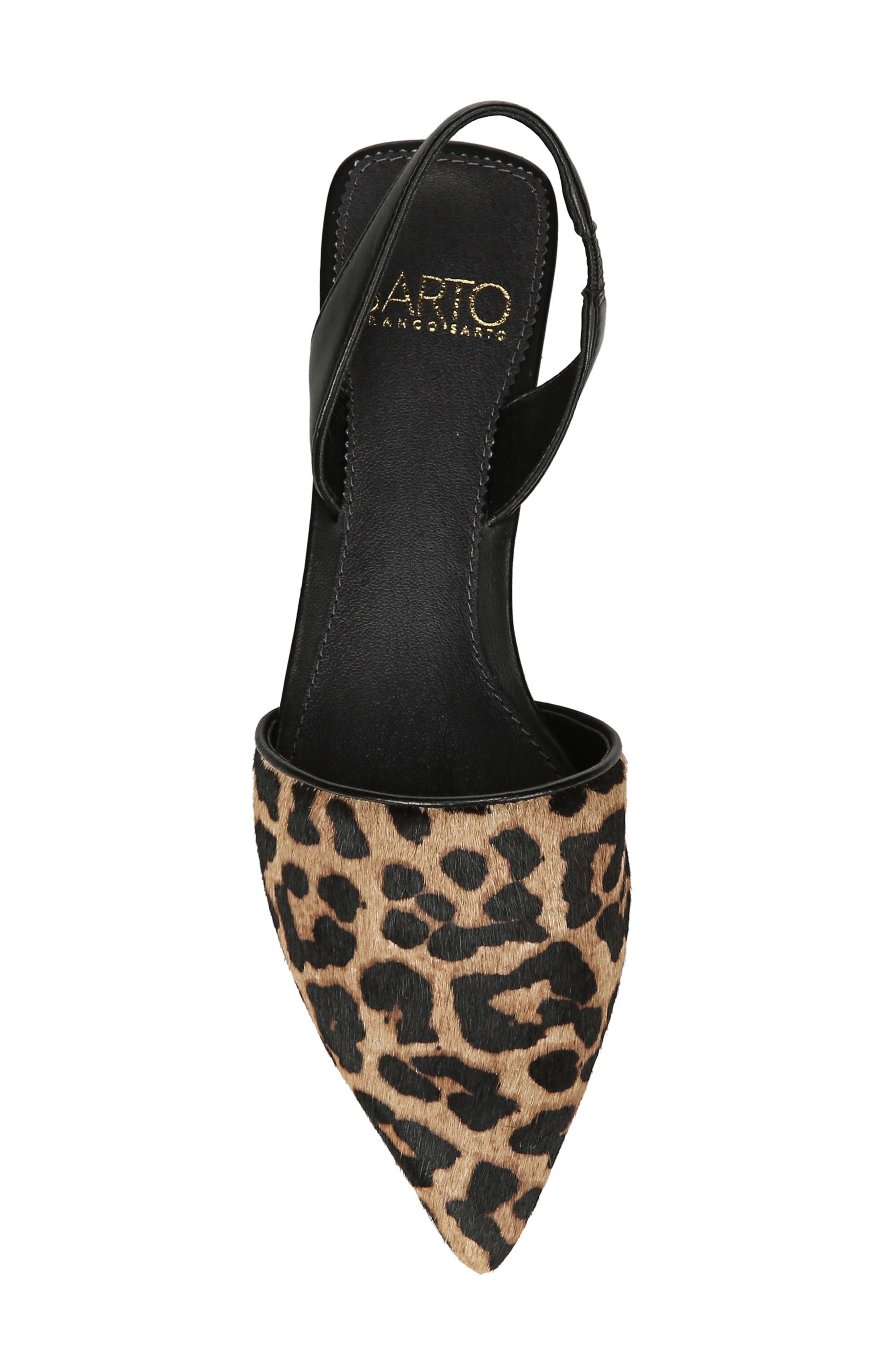 Pointed Toe Slingback Flat, Alternate, color, LEOPARD PRINT CALF HAIR