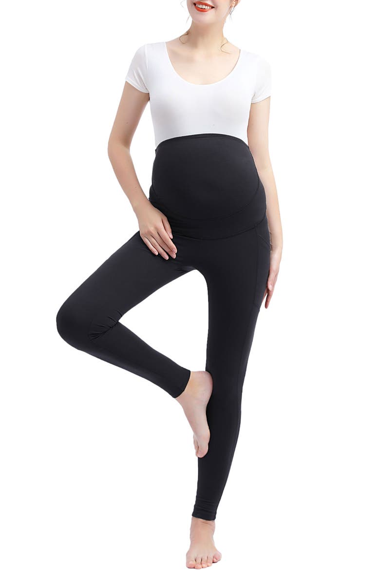 Joi Belly & Back Support Pocket Maternity Leggings, Alternate, color, Black