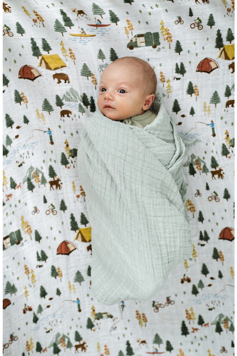 Organic Cotton Muslin Crib Sheet, Alternate, color, ALPINE ADVENTURE