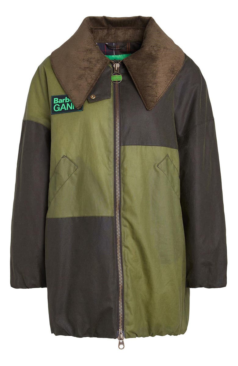 BARBOUR X GANNI Colorblock Oversize Waxed Cotton Bomber Jacket, Alternate, color, 