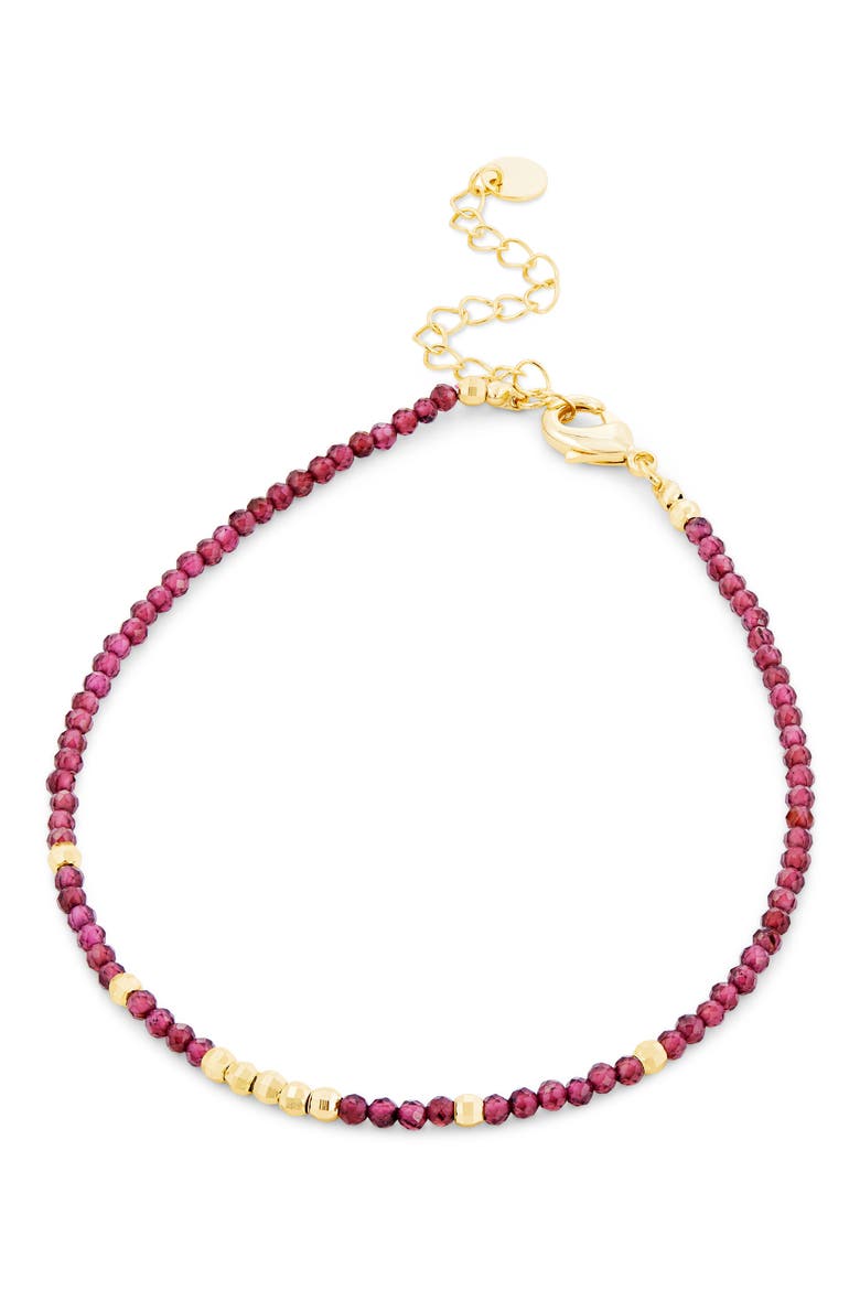Rhodolite Garnet Bead Anklet, Main, color, RED