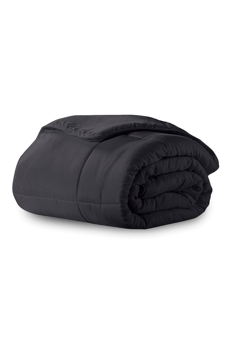 Microfiber Down-Alternative Solid Color Comforter, Main, color, BLACK