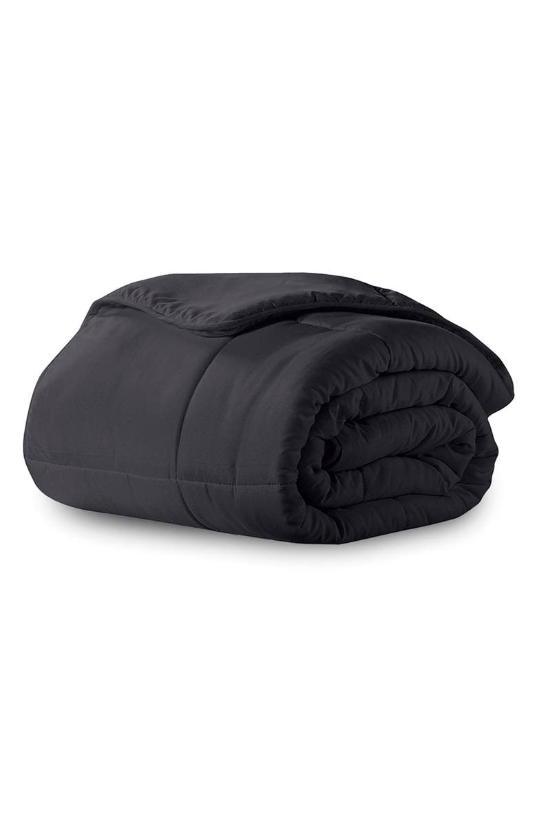 ELLA JAYNE HOME Microfiber Down-Alternative Solid Color Comforter, Main, color, Black