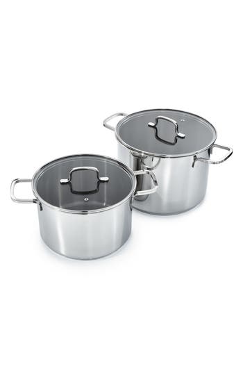 Berghoff Dina Helix 4-piece Stockpot Set In Silver