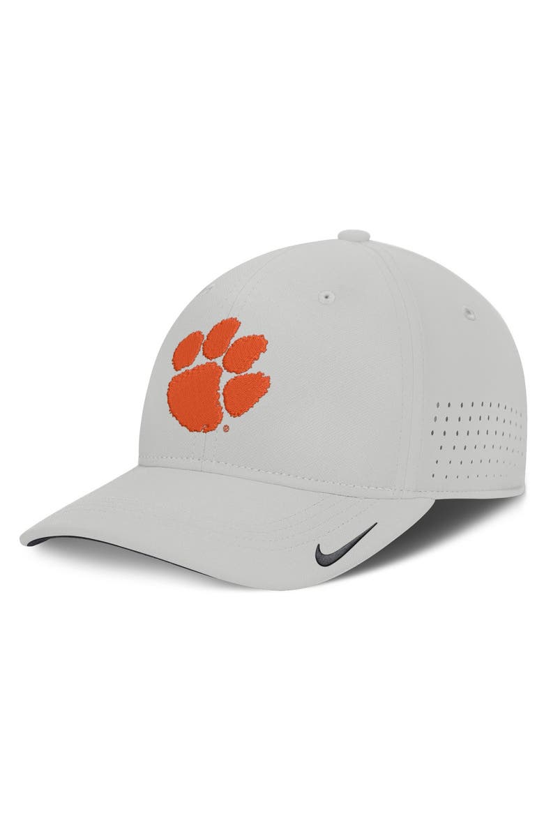 Men's Nike  Gray Clemson Tigers 2026 Sideline Practice AeroBill SwooshFlex Dri-FIT Hat, Main, color, Gray