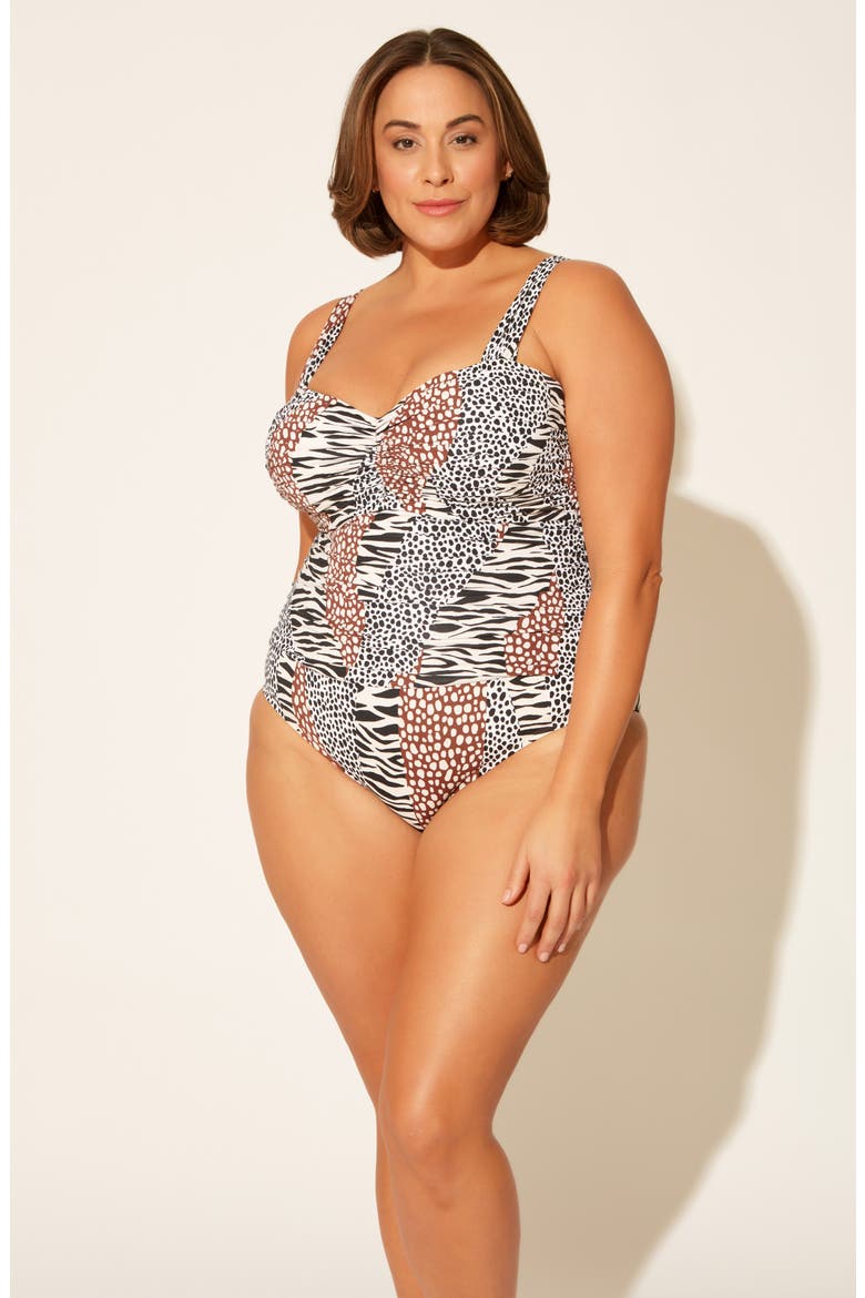 Some Like It Hot Shirred Underwire One-Piece Swimsuit, Alternate, color, NATURAL