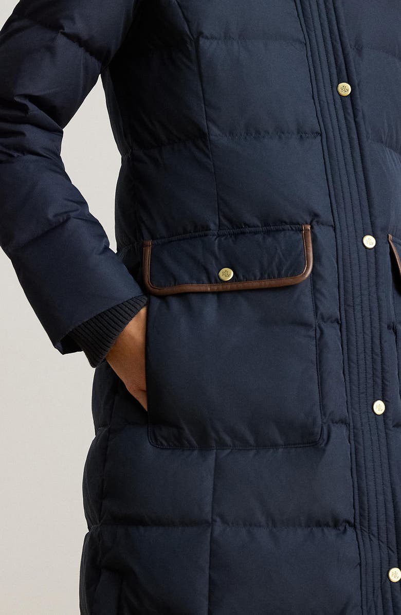 Lauren Ralph Lauren Quilted Down Longline Coat, Alternate, color, Dark Navy