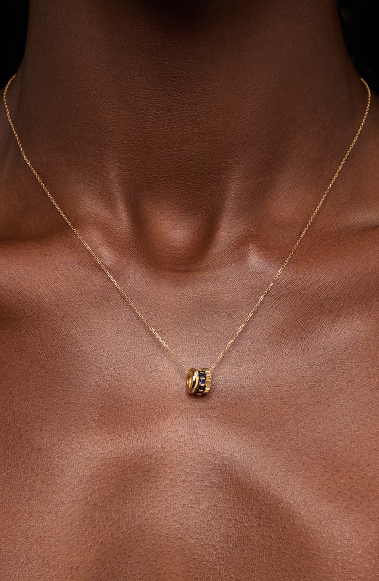 Ana Luisa Solid Yellow Gold - Blue Sapphire Zeno Charm Necklace, Alternate, color, 