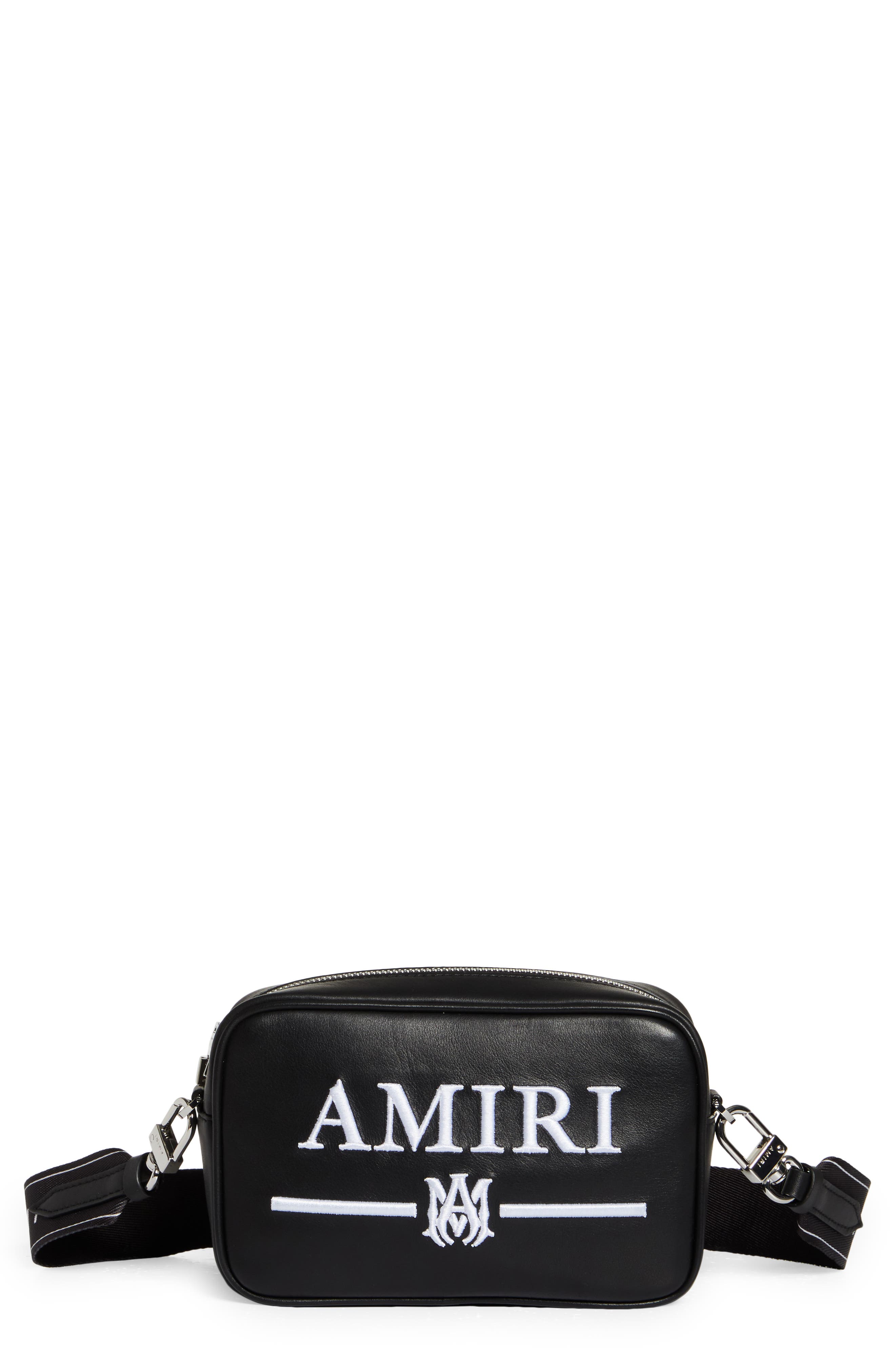 AMIRI Monogram Logo Leather Camera Bag, Main, color, 