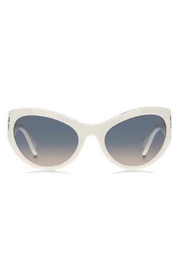 Marc Jacobs 61mm Wrap Cat Eye Sunglasses In White