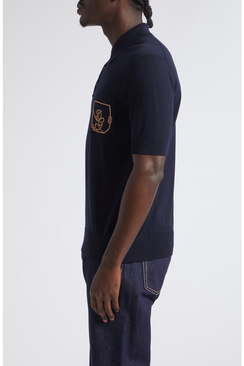 Logo Embroidered Virgin Wool Polo, Alternate, color, BLU SCURISSIMO 1