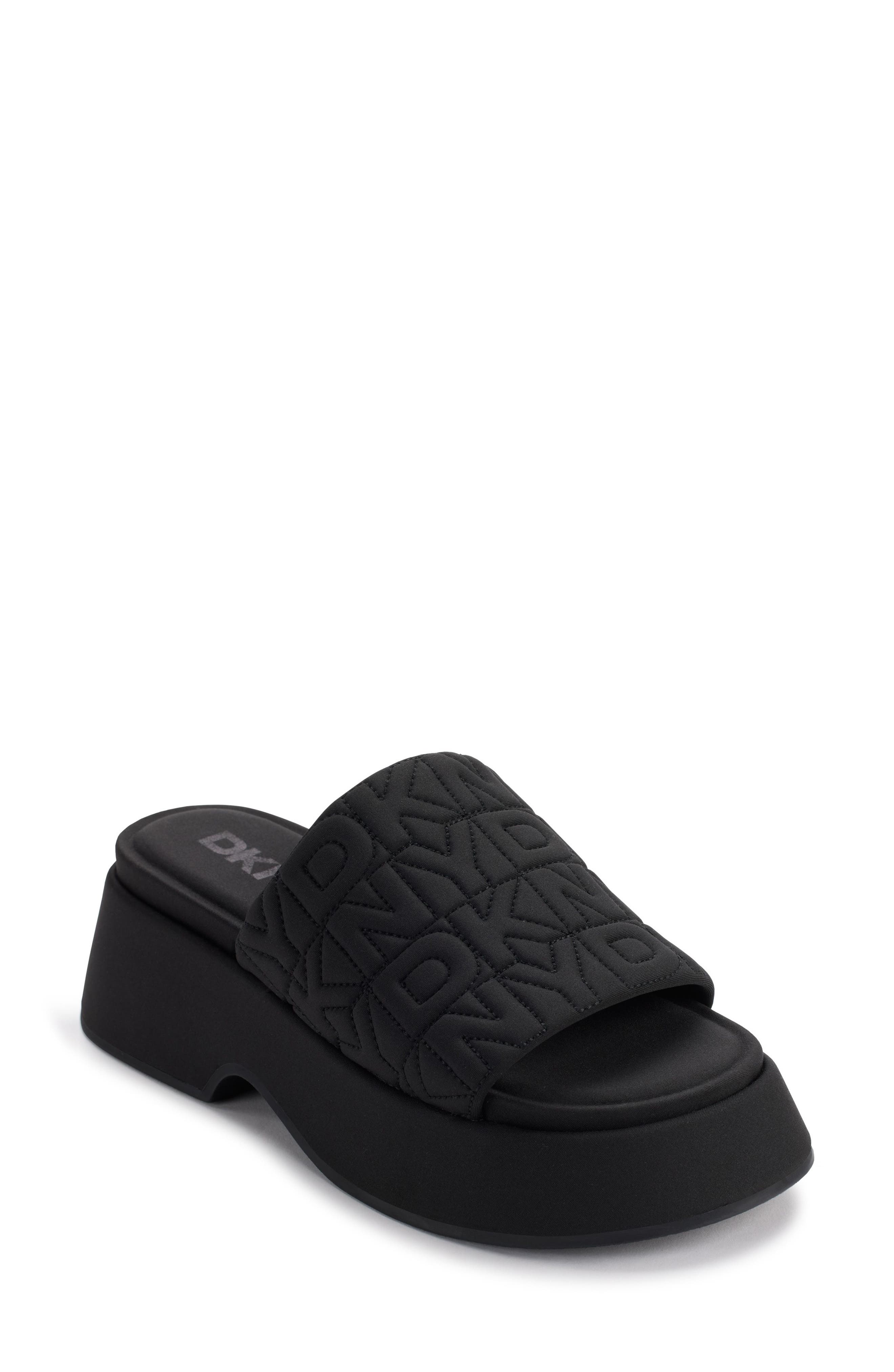 DKNY Logo Quilt Platform Sandal, Main, color, 