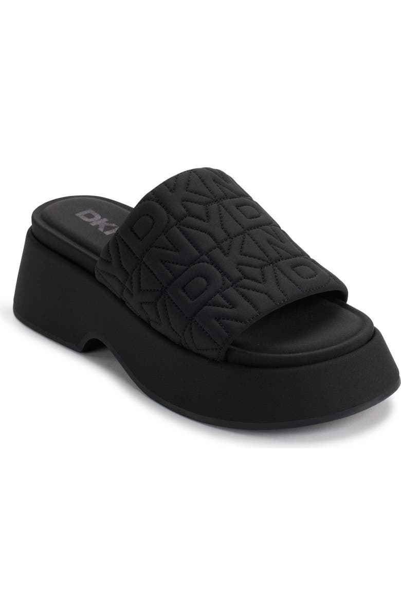 DKNY Logo Quilt Platform Sandal, Main, color,