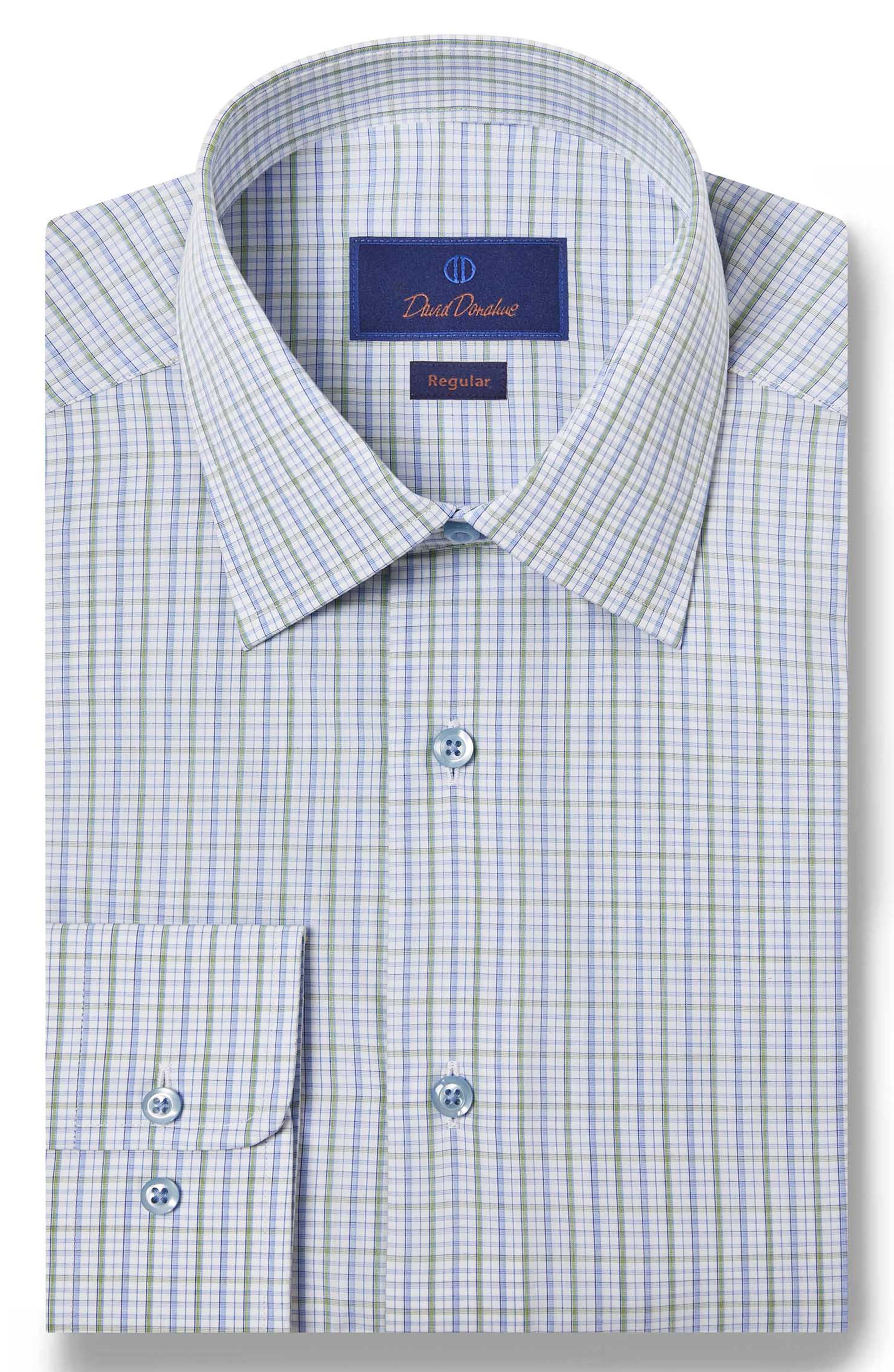 David Donahue Regular Fit Check Dress Shirt