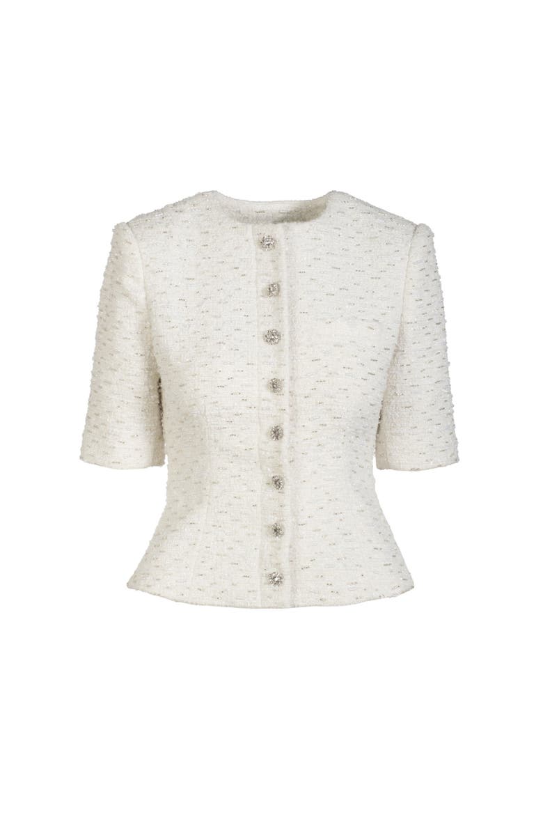 Generation Love Tashi Crystal Embellished Tweed Jacket, Main, color, Cream