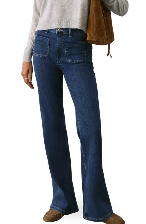 Mango Teen Patch Pocket Flare Jeans In Blue