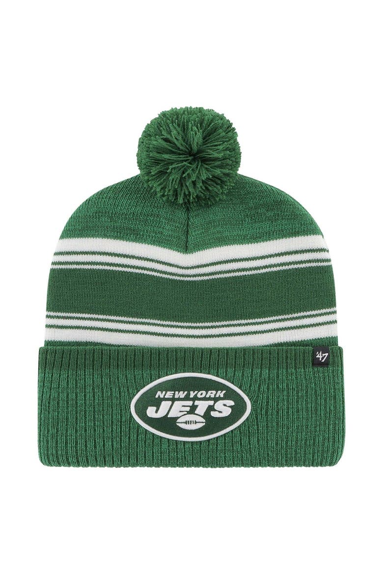 Men's '47 Green New York Jets Fadeout Cuffed Knit Hat with Pom, Main, color, Green