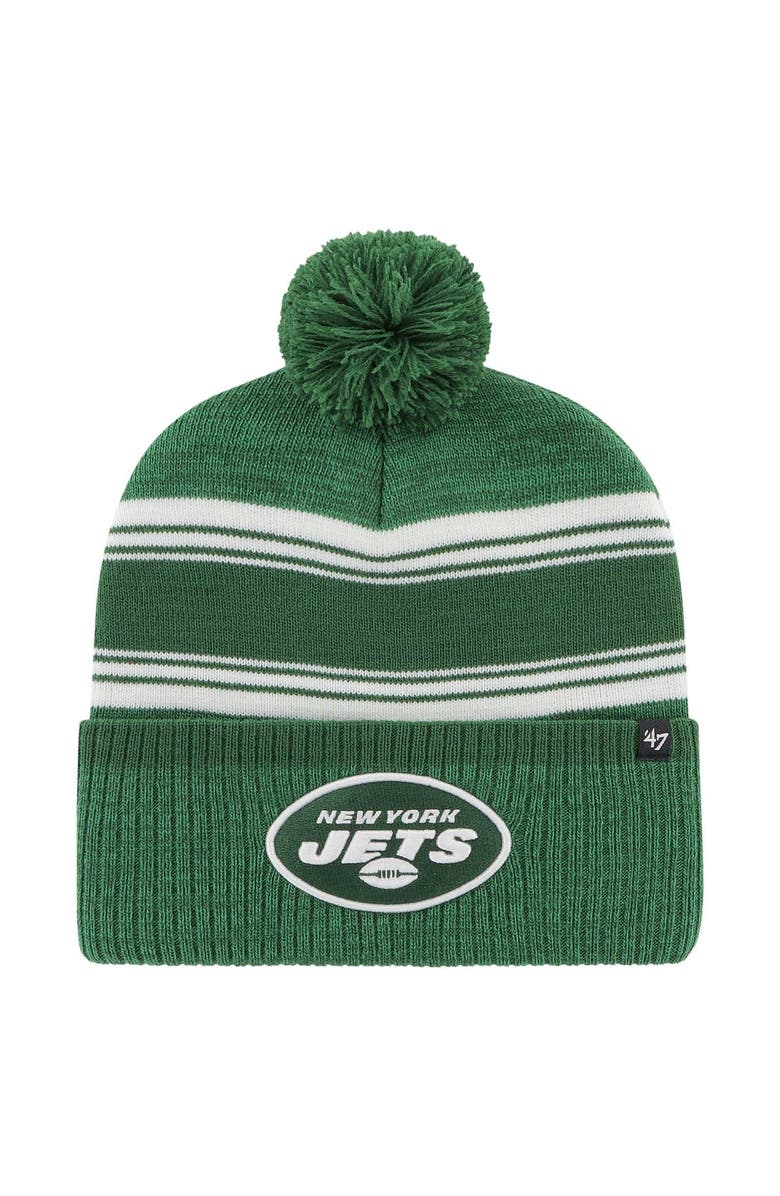 '47 Men's '47 Green New York Jets Fadeout Cuffed Knit Hat with Pom, Main, color, Green