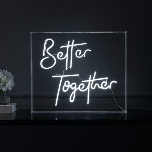 Jonathan Y Better Together 23.63" X 20" Contemporary Glam Acrylic Box Usb Operated Led Neon Light, W In White