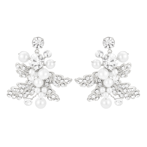 Untamed Petals Gwen Crystal Earrings In Silver