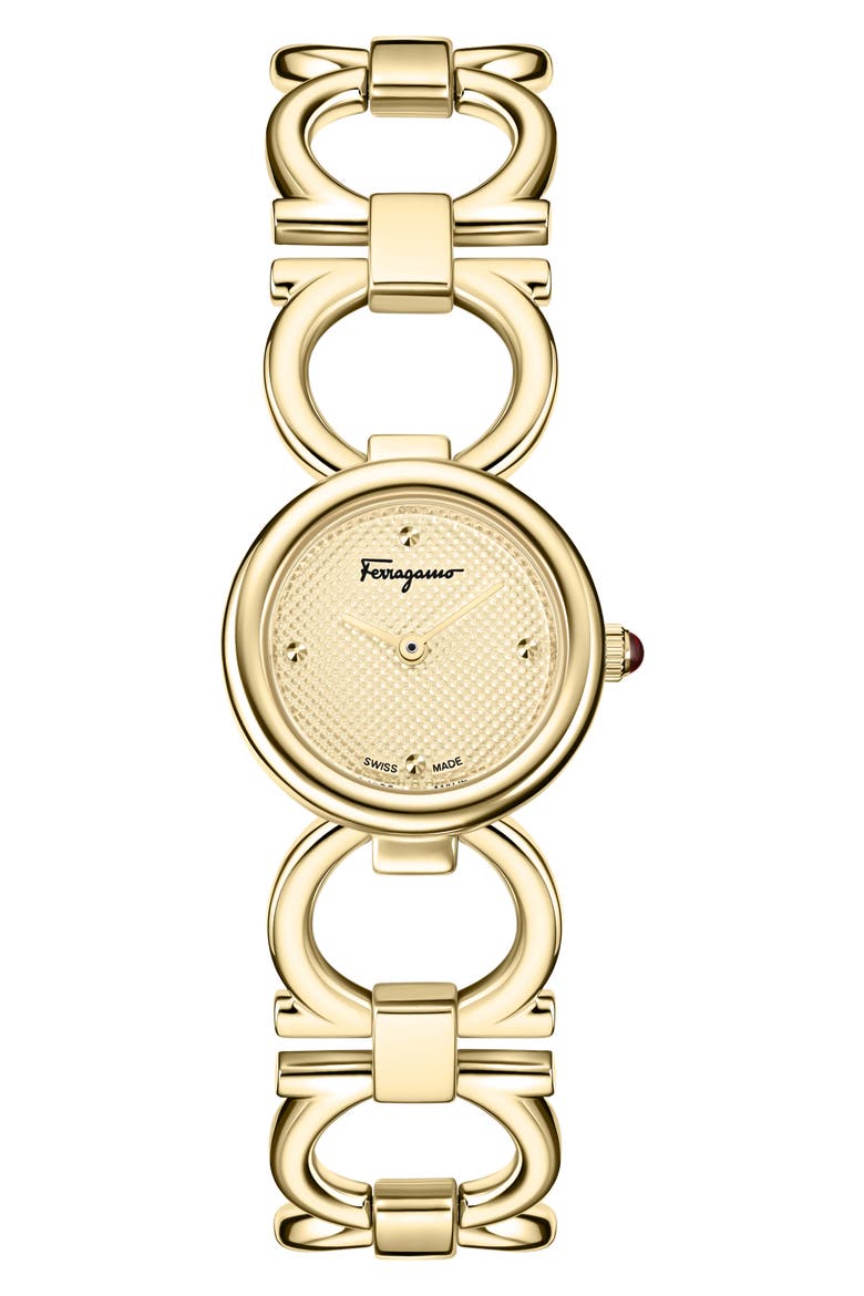 Double Gancini Bracelet Watch, Main, color, GOLD