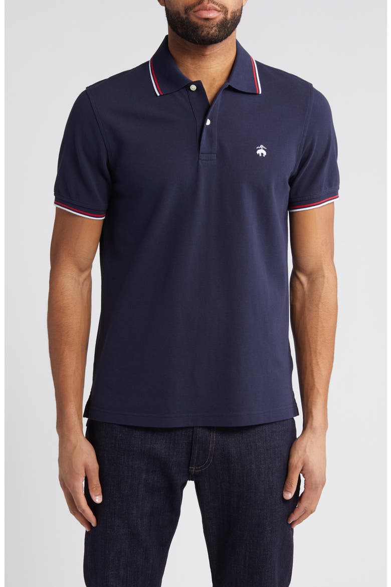 Tipped Piqué Polo, Main, color, NAVY BLAZER