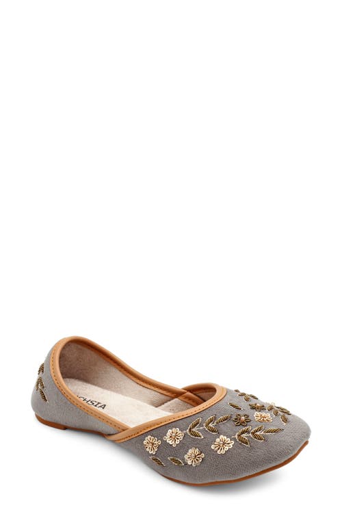 Fuchsia Paris Embroidered Jutti Flat In Gray
