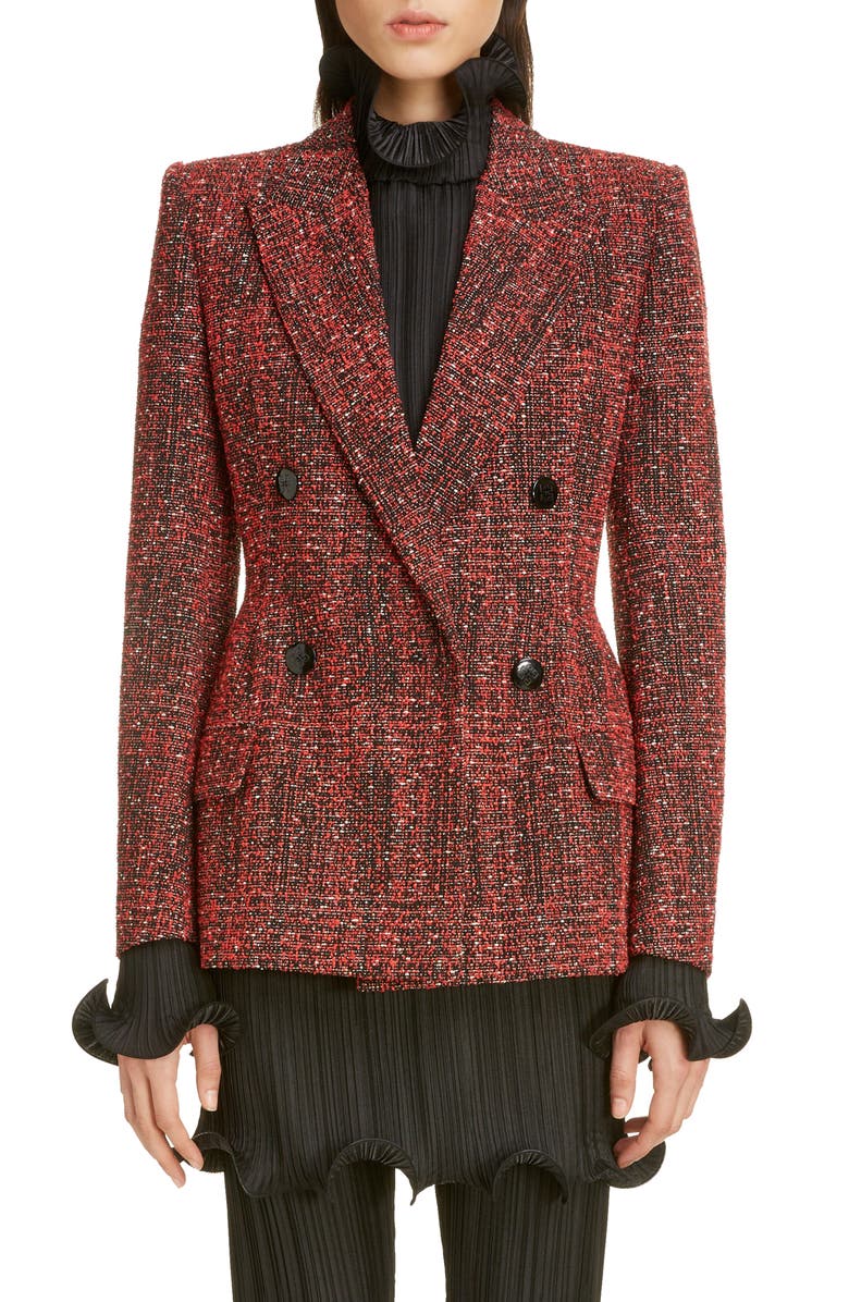 Givenchy Double Breasted Tweed Jacket, Main, color, 