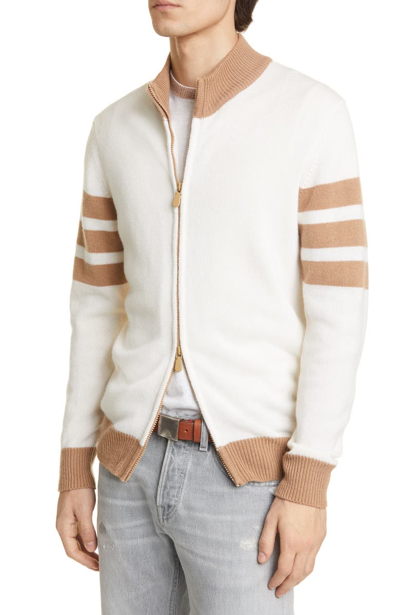 Eleventy Slim Fit Cashmere Zip Cardigan, Alternate, color, 