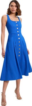 Karen Millen Square Neck Button-Front Midi Dress